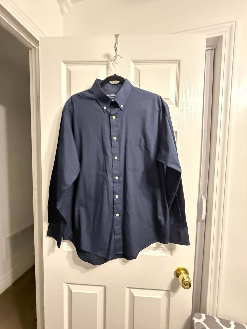 Puritan Wrinkle Resistant Navy Blue Long Sleeve Button-Down Shirt